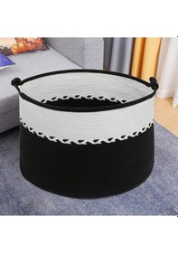 Resim Mavaux Cornrows Özel Örgülü Jüt Battaniye Sepeti Hasır Oyuncak Sepeti Jüt Çamaşır Sepeti 40-30 Siyah 