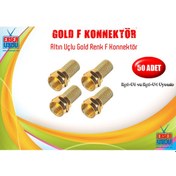Resim 50 Adet Gold Sarı Altın Uç F Konnektör Ef Fe Jak 
