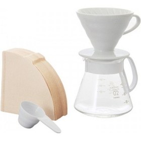 Resim Hario V60 02 Seramik Kahve Demleme Seti Beyaz 