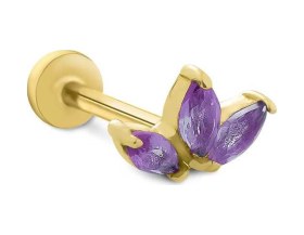 Resim Cherry By Özkonak Purple Lotus Tragus Piercing Sarı 