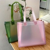 Resim Şık Pembe ve Yeşil PVC Çanta - Kalın, Dayanıklı, Seyahat ve Alışveriş için İdeal, Şık Kolu Tasarımı, Küçük Eşyaları Düzenlemek için Mükemmel, Seyahat Gereçleri Çantası | Minimalist Tarz | Dayanıklı Kolu, Çanta 