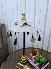 Resim Handmade Dekoartif Bali Şemsiye Krem Kadife 60 Cm 09 Bali 