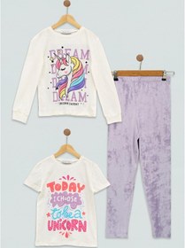 Resim for you kids 3lü Unicorn Baskılı Lila Pijama Takım 