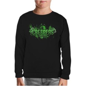 Resim Minecraft - Creepers Siyah Çocuk Sweatshirt 
