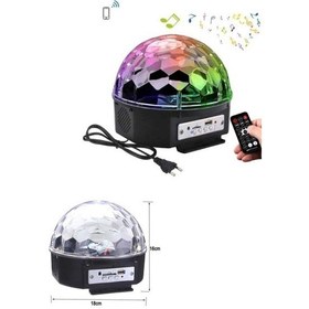 Resim Led Işık Disko Topu Bluetooth Hoparlörlü Usb Müzik Çalar Kumandal Renkli 