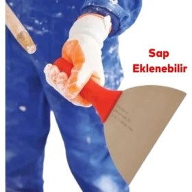 Resim TeknoKapsül Plastik Saplı Metal Spatula Sıva Duvar Macun Boya Kazıma Ispatulası 18 cm Takılabilir Sap 