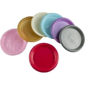 Resim Plastik Servis Tabağı 25li Pembe 