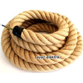 Resim 3Cm Dekoratif Örgülü Kalın Hasır Halat Kablo, 30 Metre 