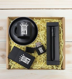 Resim Bk Gift Kişiye Özel İsimli Baba Temalı Siyah Türk Kahvesi Fincanı&metal Kalem&çakmak&sigara Kutusu Hediye Seti-3, Babaya Hediye, Babalar Günü Hediyele 