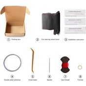 Resim Siyah Suni Deri Araba Direksiyon Kılıfı Kırmızı Işaretleyici Peugeot 208 Red Thread Red Thread 