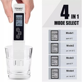 Resim 1 adet Çok Fonksiyonlu Dijital Su Kalitesi Test Cihazı, Şarj Edilemeyen Düğme Pili ile TDS EC Ölçer, Pil Güçlü, ≤36V Çalışma Gerilimi, Plastik Malzeme 