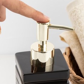 Resim Porsima 3206 Seramik Sıvı Sabunluk - Tezgah Üstü Banyo Mutfak Lavabo Sabunluğu - 275 cc Siyah 