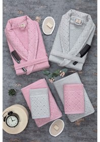 Resim Güvenal Hayal 12 Parça Kutulu Jakarlı Bornoz Takımı Bornoz Havlu & Havlu Seti Banyo Çeyiz Seti 1 Çok Renkli 