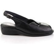 Resim Siyah Hakiki Deri Kadın Sandalet K01531124103 Siyah 