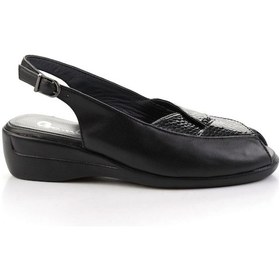 Resim Siyah Hakiki Deri Kadın Sandalet K01531124103 Siyah 