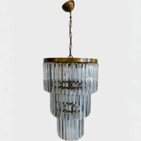 Resim Kristal Taş Detaylı Modern Tavan Avizesi 3 Katlı 