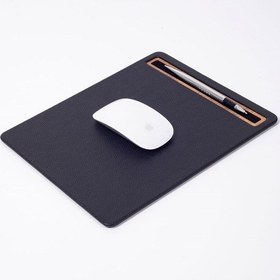 Resim Turgut Office Deri Mousepad Siyah Ahşap Detaylı 