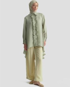 Resim Armine Asimetrik Cupra Tunik 25Y4624 Puslu Yeşil 