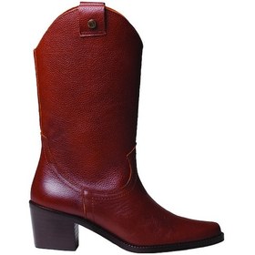 Resim Camel Bot Kadın Ubeda Toni Pons Leather Cowboy Ankle Boots Wıth Heel kahverengi 