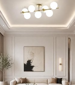 Resim Fer Avize Zarif Modern Metal Gold Salon - Mutfak - Yatak Odası 7 li Avize 