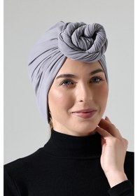 Resim Üç Farklı Bağlamalı Tesettür Hazır Pratik Şal Gri Gri 