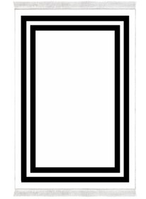 Resim Alanur Home Eko Trend Djt Yıkanabilir Kaymaz Taban 3 Lü Yatak Odası Takımı 1696 Bordürlü Beyaz Siyah 