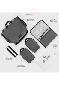 Resim Elelelife Flora 2 4 in1 Anne Bebek Bakım Çantası - Gri 