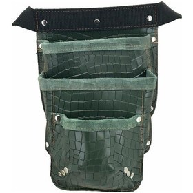 Resim Hakiki Deri Kroko Cepli Tekniker Çivi Önlüğü Bel Çantası Yeşil 