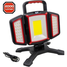 Resim Rox 0225 Şarjlı Açı Ayarlı Projektör Çalışma Led Feneri 2000 Lm 