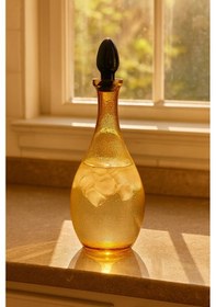 Resim Amber Cam Kapaklı Sürahi - Amber Renk Modern Tasarım Damla Karaf 