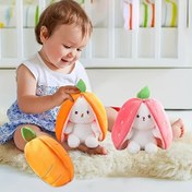 Resim Sevimli ve dönüşebilen tavşan peluş oyuncaklardan oluşan meyve temalı tavşan peluş seti, her yaş için uygun rahat arkadaşlık, ideal doğum günü hediyesi 