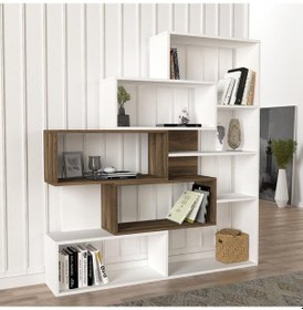 Resim Dekorister Marla Kitaplık Beyaz-Ceviz 