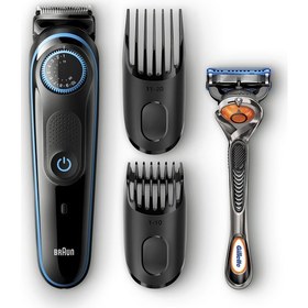 Resim Braun BT 5040 Kablosuz Saç & Sakal Şekillendirici - Siyah/Mavi Kablosuz + Gillette Fusion 