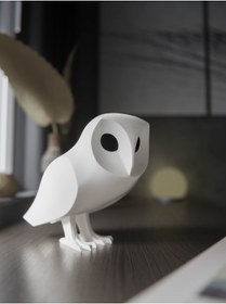 Resim shop Minimalist Tasarım Beyaz Baykuş Dekoratif Figür - 3D Baskı Sanatı 