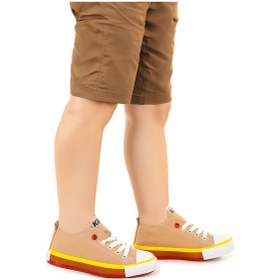 Resim Kiko Kids Tinna Bağcıklı Erkek Çocuk Keten Spor Ayakkabı Bej 