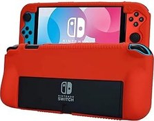 Resim Fironst Silicone Protective Case for Nintendo Switch(OLED Model) 7-Inch 2021 Release, Grip Cover with Shock Absorption and Anti-Scratch Design, Compatible with Nintendo Switch OLED Console (Red) 