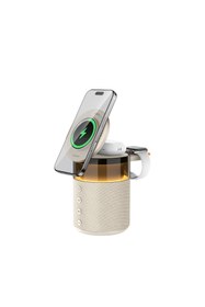 Resim Recci RCW-51 Kablosuz Şarj Standı Ambiyans Işıklı Bluetooth Speaker Hoparlör Özellikli Beyaz 