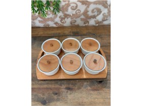 Resim Bahar Home Ahşap Tepsili Yuvarlak Kahvaltılık 6 Lı 