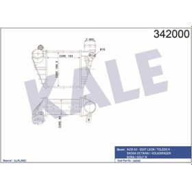 Resim KALE OTO Radyatör 342000 Turbo Radyatörü Golf IV 98- Bora 98- 1.8T 1.9 TDI / A3 96- / Toledo II 98- Leon 99- / Octavia I 99- 183X189.5X85 