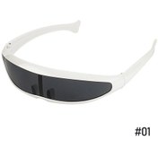 Resim Fütüristik Dar Cyclops Visor Güneş Gözlüğü Lazer Gözlük Uv400 Beyaz 