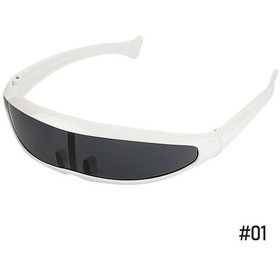 Resim Fütüristik Dar Cyclops Visor Güneş Gözlüğü Lazer Gözlük Uv400 Beyaz 