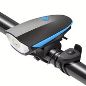 Resim Elektrikli Scooter ve Bisikletler için LED Bisiklet Farı, Sirenli, ABS Direksiyon Montajı, 3 Aydınlatma Modu, 2 Ses Uyarısı, Polimer Lityum Pil ile Şarj Edilebilir USB Bisiklet Işığı 
