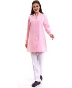 Resim Doktor Öğretmen Kadın Önlük Ara Boy Ceket Yaka - 12 Açık Pembe-6360-12 A.pembe 