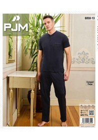 Resim Pijamoni Erkek Düğme Yaka Kısa Kol Pijama Takımı 6850/13 - 1 Adet Koyu Lacivert 