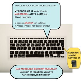 Resim Arapça Klavye Macbook Air Kılıf 11 inç A1370 A1465 UK Enter ile Uyumlu 