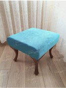 Resim Ayak Ucu Kapı Önü Antre Düz Bench Puf Ceviz Ayak Turkuaz 