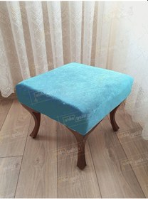 Resim Ayak Ucu Kapı Önü Antre Düz Bench Puf Ceviz Ayak Turkuaz 