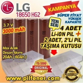 Resim Samsung 18650 Lg Hg2 3.7v 3000 Mah Lityum Pil (4 Adet Pil) 