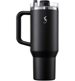 Resim Lurch Big Cup 1.2 L, Paslanmaz Çelik Termos - Uzatılabilir Pipetli, Çift Cidarlı, Sızdırmaz Mat Siyah 