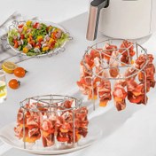 Resim 1 Izgara + 12/24/36 Şiş Paslanmaz Çelik Yuvarlak Dikey Izgara Şiş Askıları - Bacak, Sosisler, Sebzeler için Ağır Hizmet Tipi Fırın ve Hava Fritözü Rafı - Mutfakta Yer Tasarrufu Sağlayan Aksesuarlar, Açık Hava Izgarası için Izgara Aksesuarları 